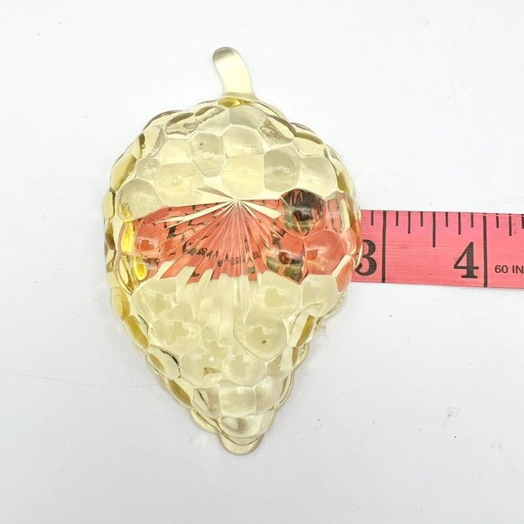 Vintage Amber Grape Trinket Dish 4.5 x 3 Glass Leaf Shape - Picture 5 of 5